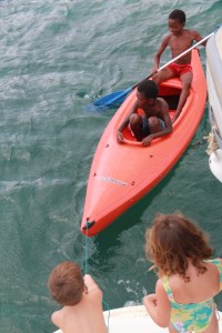 Giving some paddles to some local St. Vincent boys