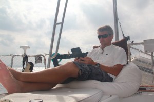 12 hours earlier - enjoying the large following seas